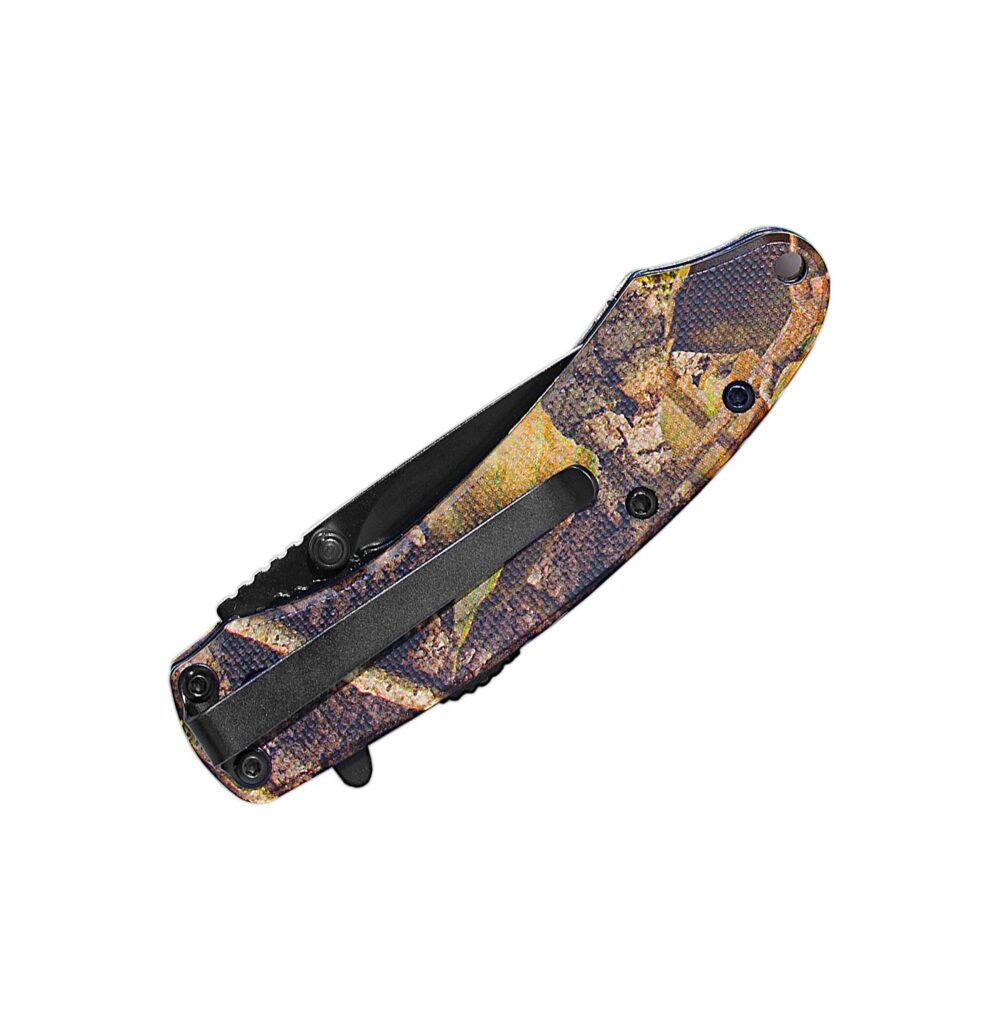 Elite Folding Assisted Opener Ember Knives in camo print closed