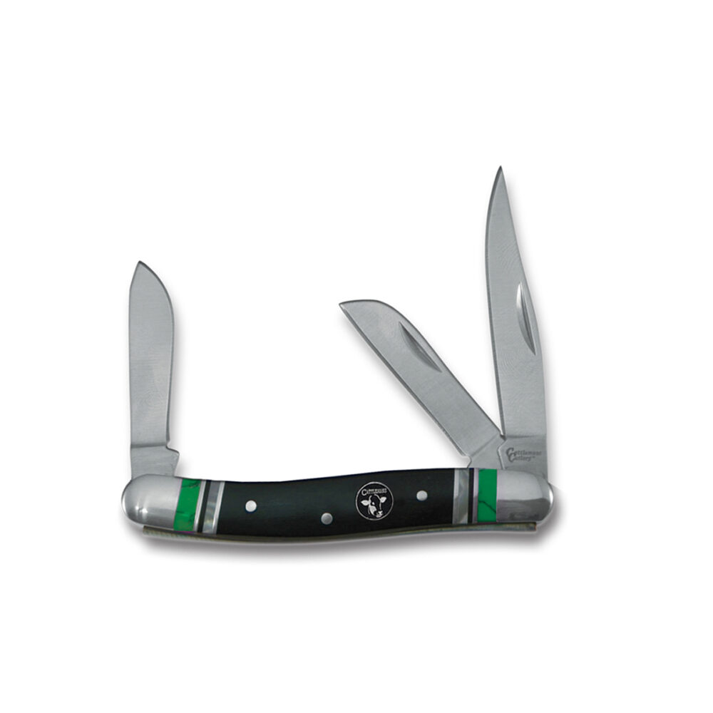 Cattleman Stockman Cheyenne Knives with green accent