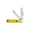 open cattleman trapper jigged delrin knives in yellow
